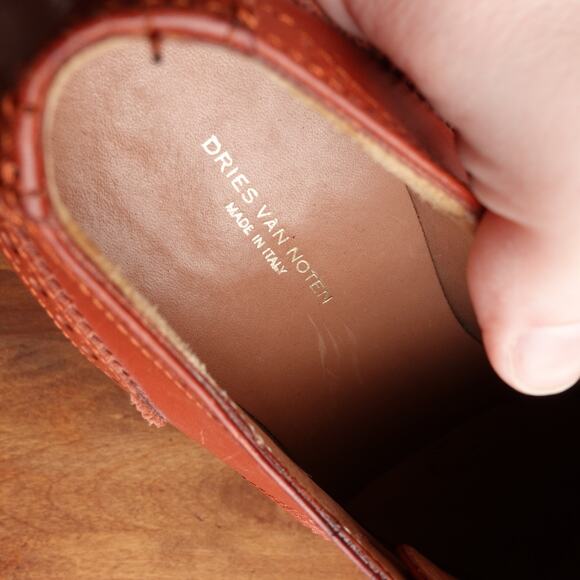 Dries Van Noten Oxfords Mens SZ EU 42.5 US 9.5 Brown Leather Wingtip Dress Shoes - Picture 14 of 16